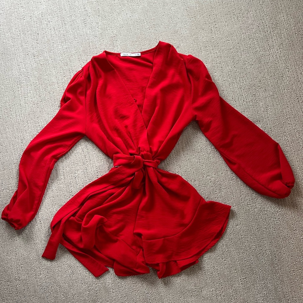 Red Ruffled Jumpsuit - Picture 4 of 9